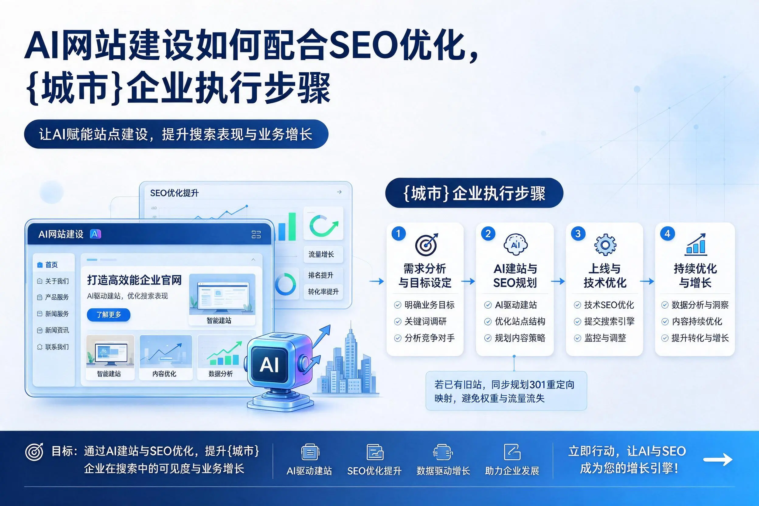 AI网站建设如何配合SEO优化，白杨企业执行步骤